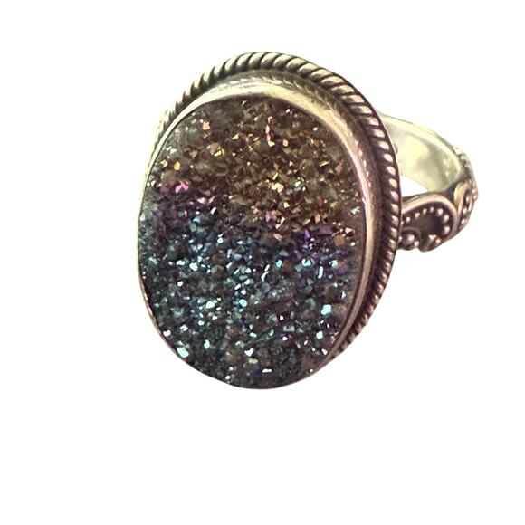 Lori Bonn 925 Sterling Silver Druzy Ring Size 8.5 - Picture 1 of 10